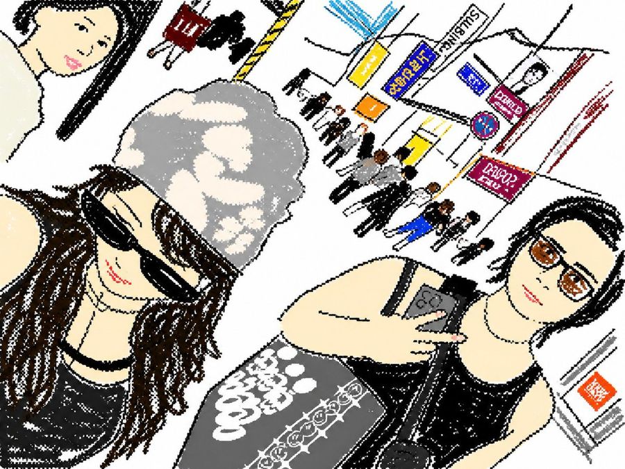 Tilted Street Selfie Illustration — GPT Image 2 image prompt example