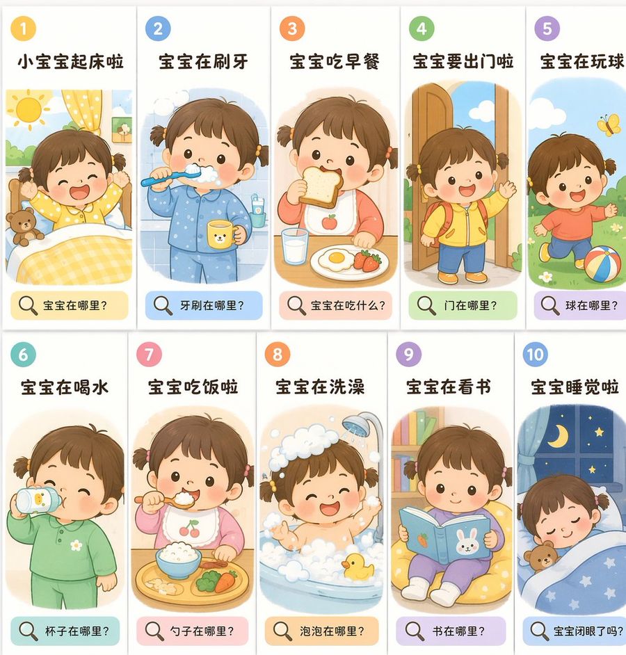 Toddler Daily Routine Flashcards — GPT Image 2 image prompt example