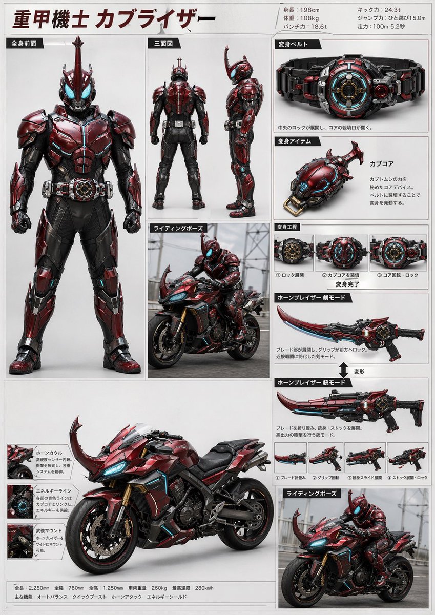 Tokusatsu Hero Reference Sheet — GPT Image 2 image prompt example