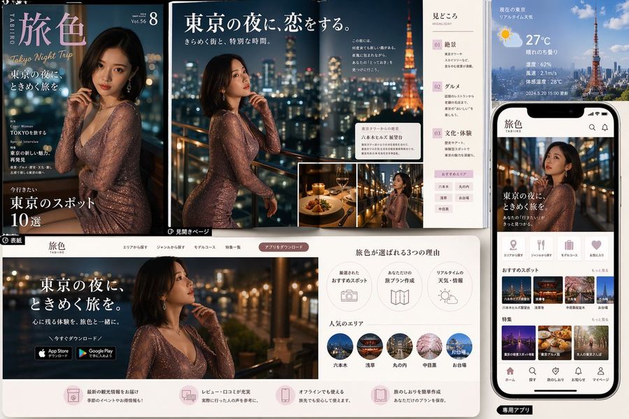 Tokyo Night Travel Brand Mockup — GPT Image 2 image prompt example