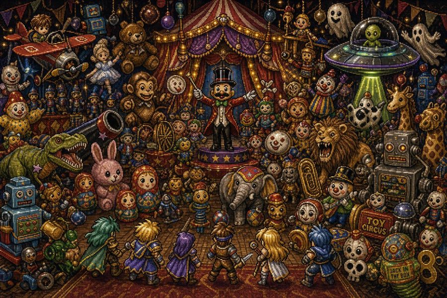 Toy Circus Jrpg Battle — GPT Image 2 image prompt example