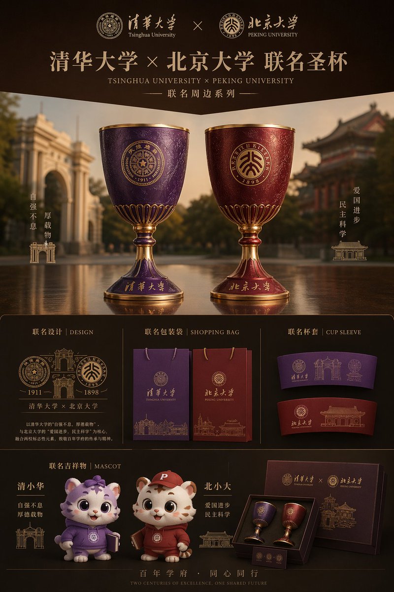 Tsinghua Peking Goblet Poster — GPT Image 2 image prompt example