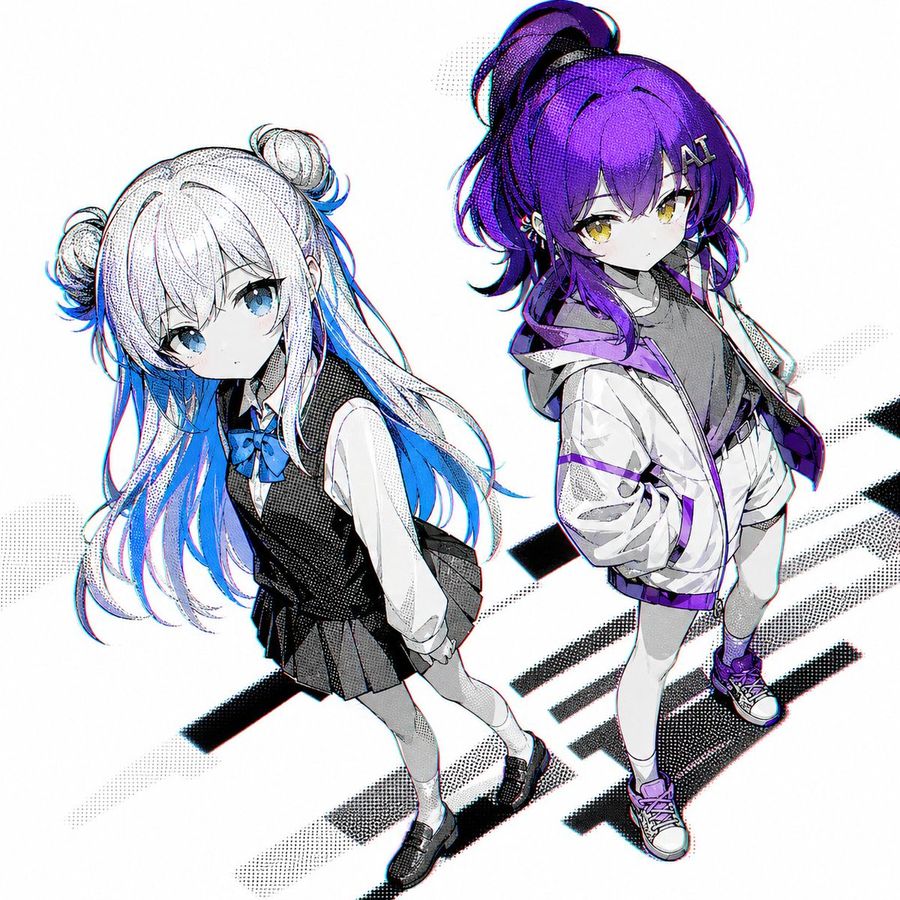 Two Anime Girls With Flashy Hair — GPT Image 2 image prompt example