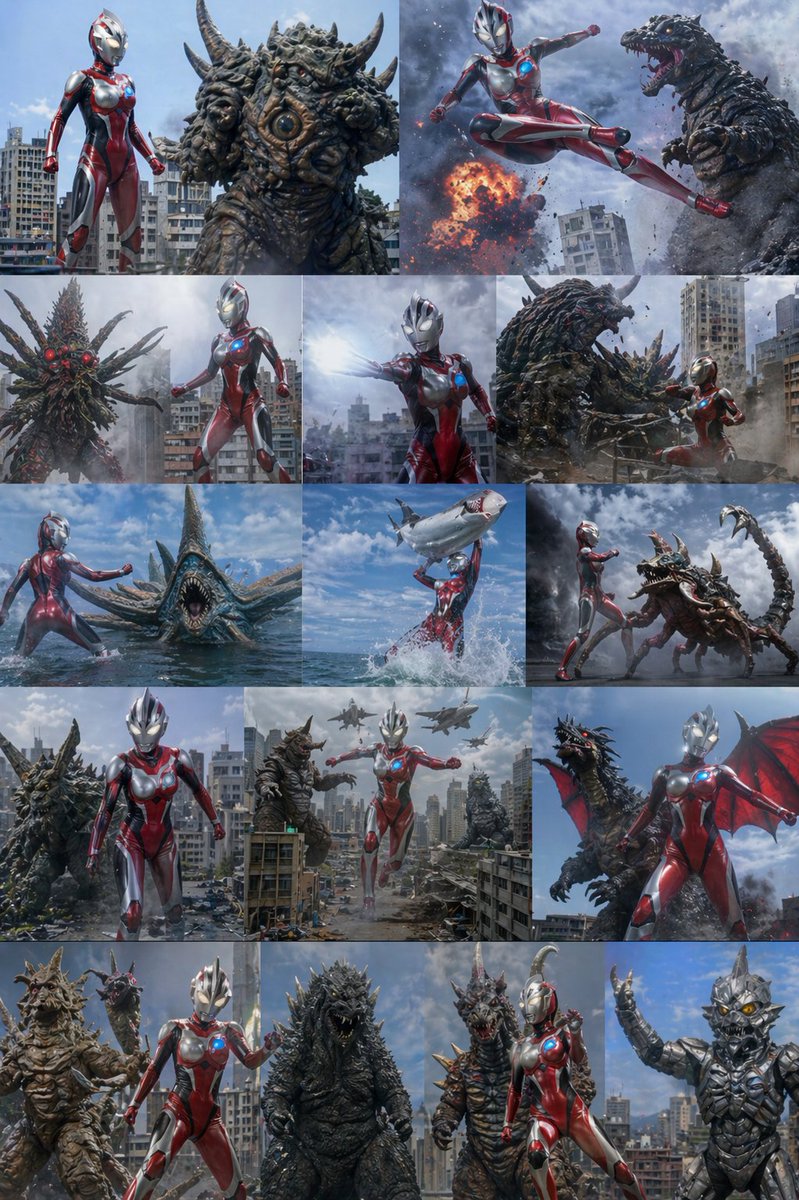 Ultra Woman Kaiju Battle Variations — GPT Image 2 image prompt example