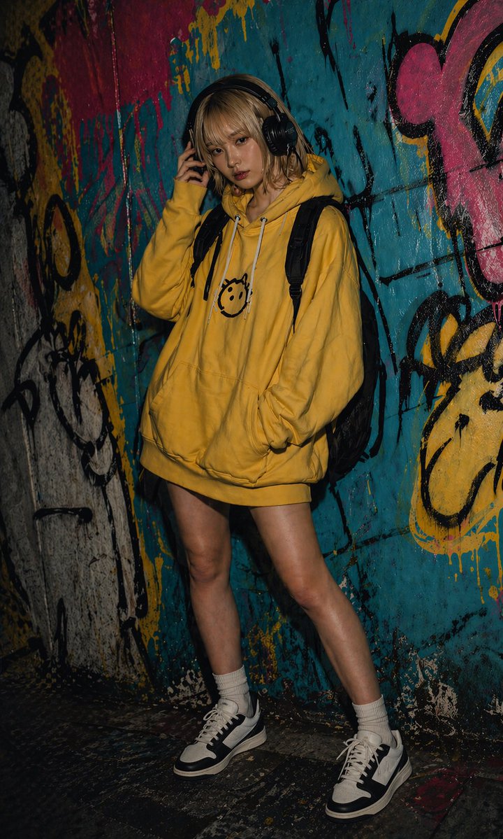 Urban Graffiti Hoodie Fashion Portrait — GPT Image 2 image prompt example