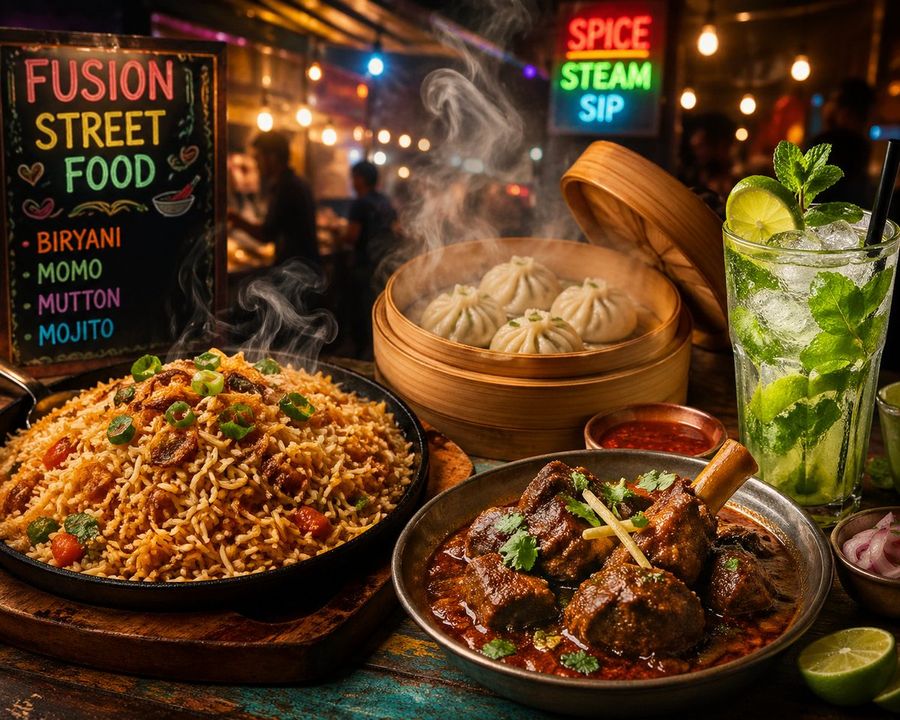 Vibrant Fusion Street Food Scene — GPT Image 2 image prompt example