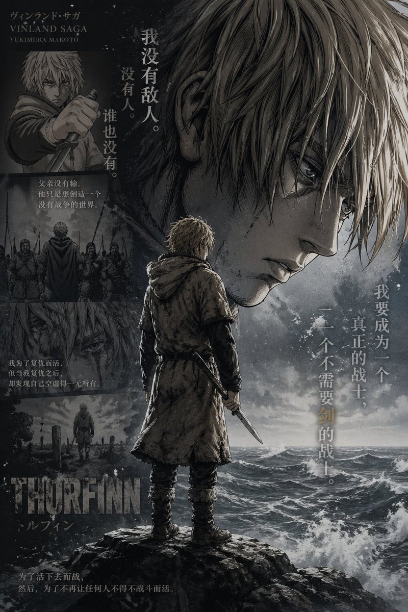 Vinland Saga Thorfinn Storm Poster — GPT Image 2 image prompt example