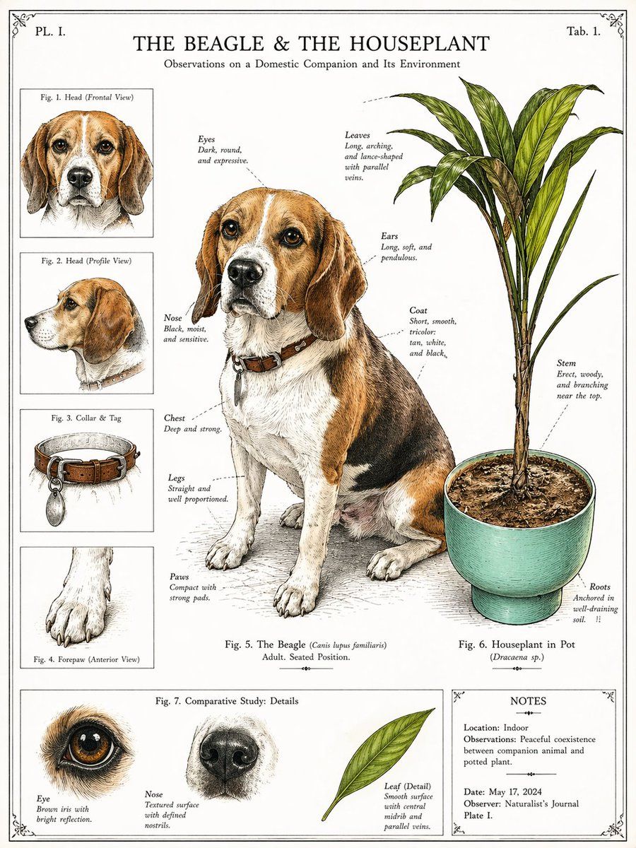 Vintage Beagle Botanical Plate — GPT Image 2 image prompt example