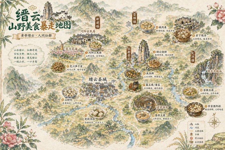 Vintage Chinese Food Map Poster — GPT Image 2 image prompt example