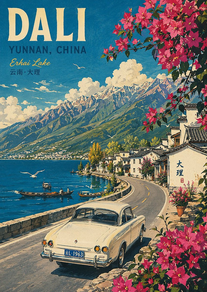 Vintage Coastal Road Poster — GPT Image 2 image prompt example