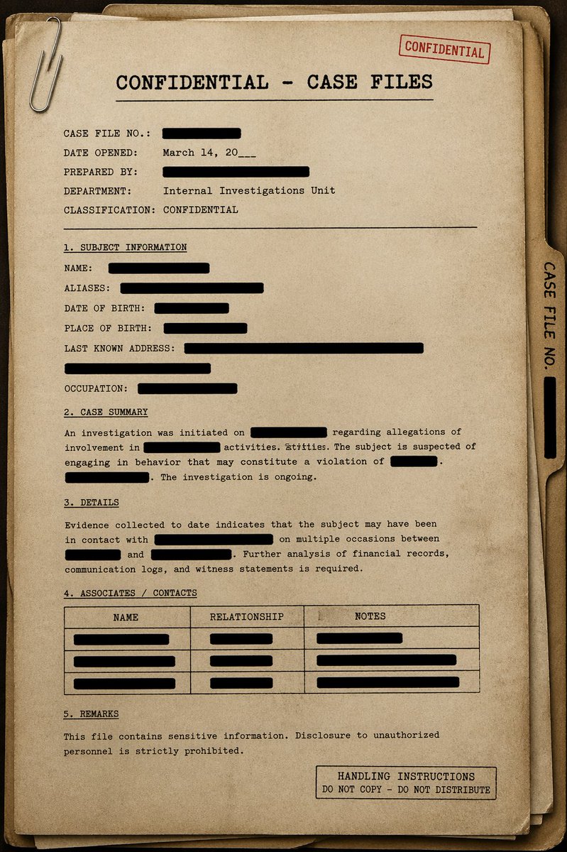 Vintage Confidential Case File — GPT Image 2 image prompt example
