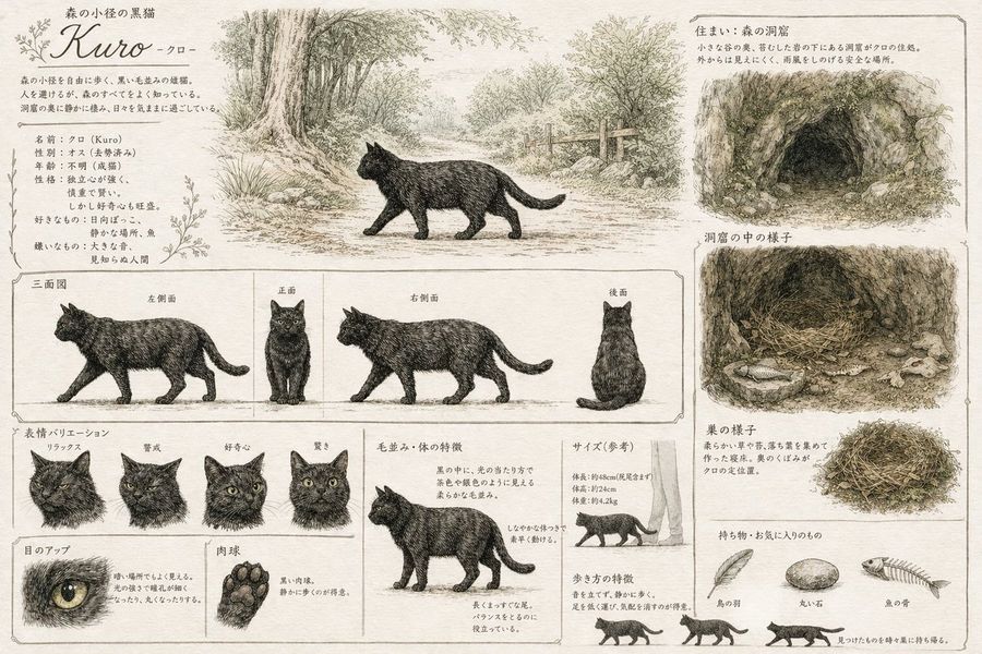 Vintage Creature Concept Art Sheet — GPT Image 2 image prompt example