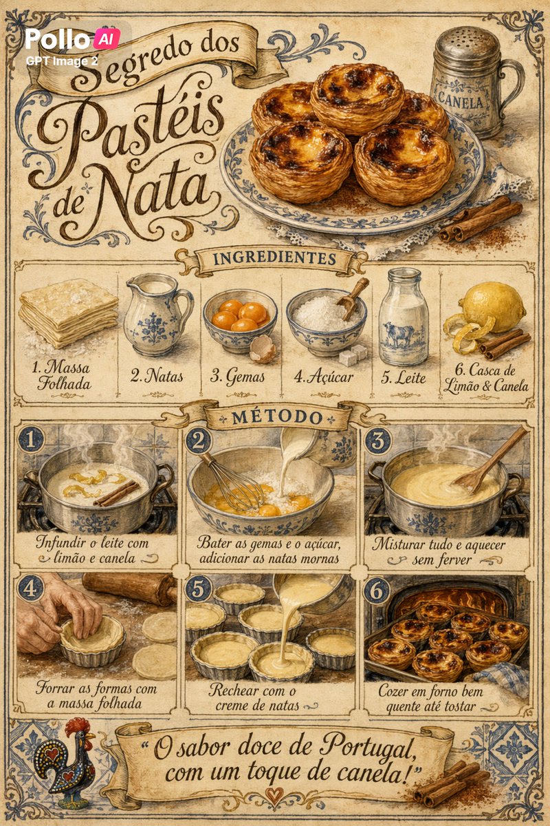Vintage Pastel De Nata Recipe Poster — GPT Image 2 image prompt example