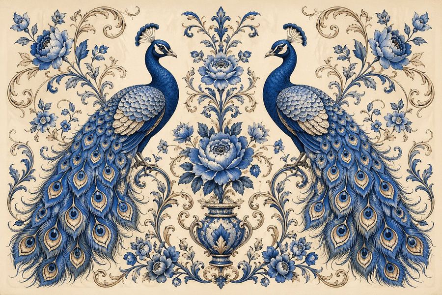 Vintage Peacock Botanical Illustration — GPT Image 2 image prompt example