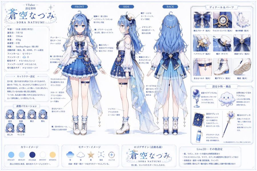 Vtuber Character Reference Sheet — GPT Image 2 image prompt example