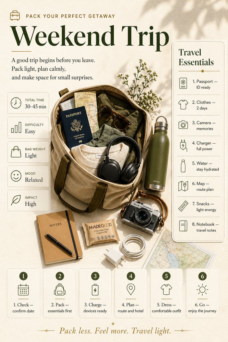 Weekend Trip Packing Infographic — GPT Image 2 image prompt example