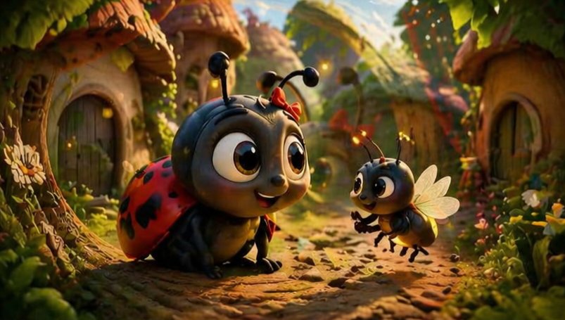 Whimsical Ladybug And Bee Village Scene — GPT Image 2 image prompt example