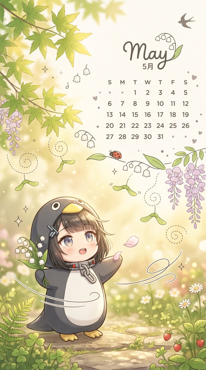 Whimsical May Garden Calendar Wallpaper — GPT Image 2 image prompt example