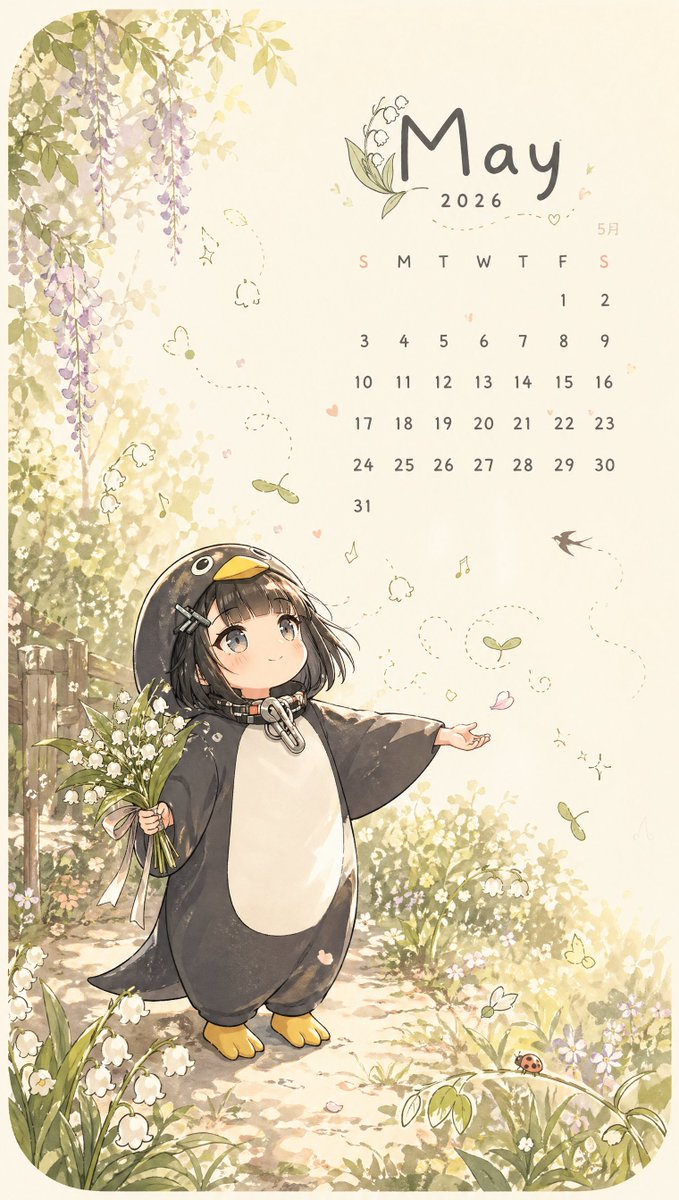 Whimsical May Spring Calendar — GPT Image 2 image prompt example