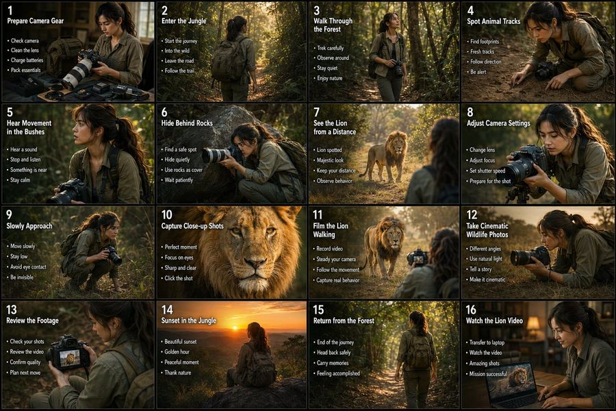 Wildlife Photographer Storyboard Infographic — GPT Image 2 image prompt example