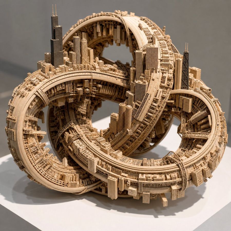 Wooden Chicago Knot City — GPT Image 2 image prompt example