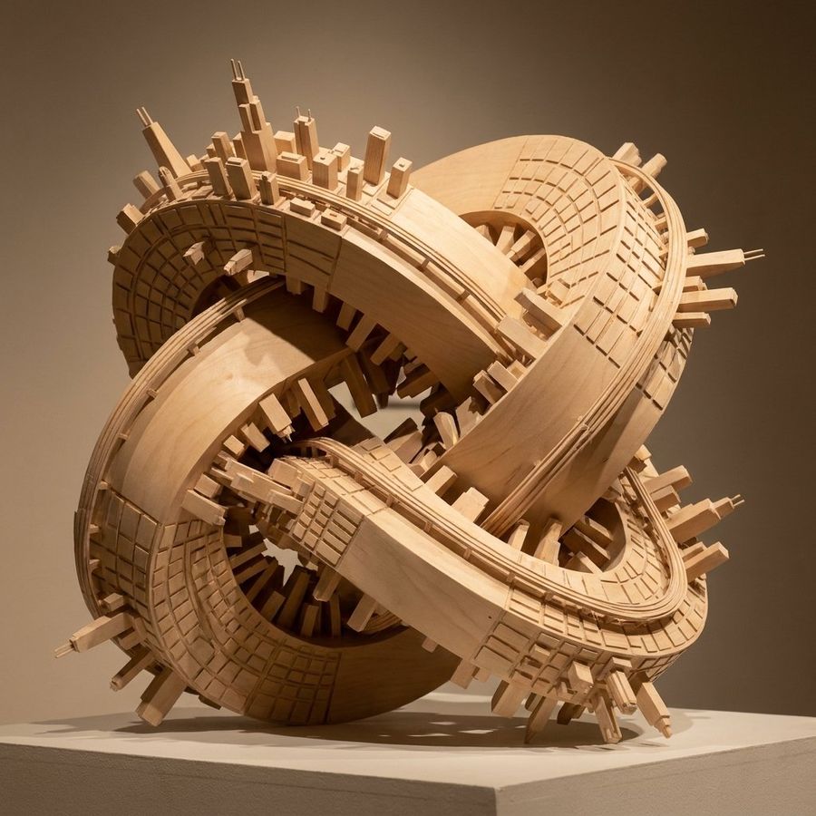 Wooden Impossible City — GPT Image 2 image prompt example
