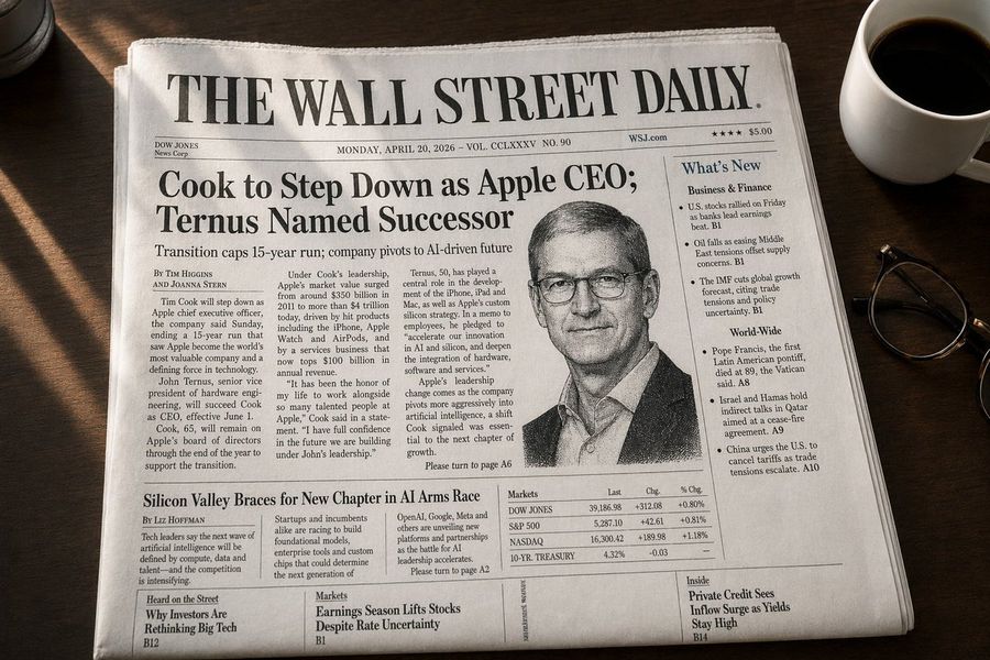Wsj Style Business Newspaper Front Page — GPT Image 2 image prompt example