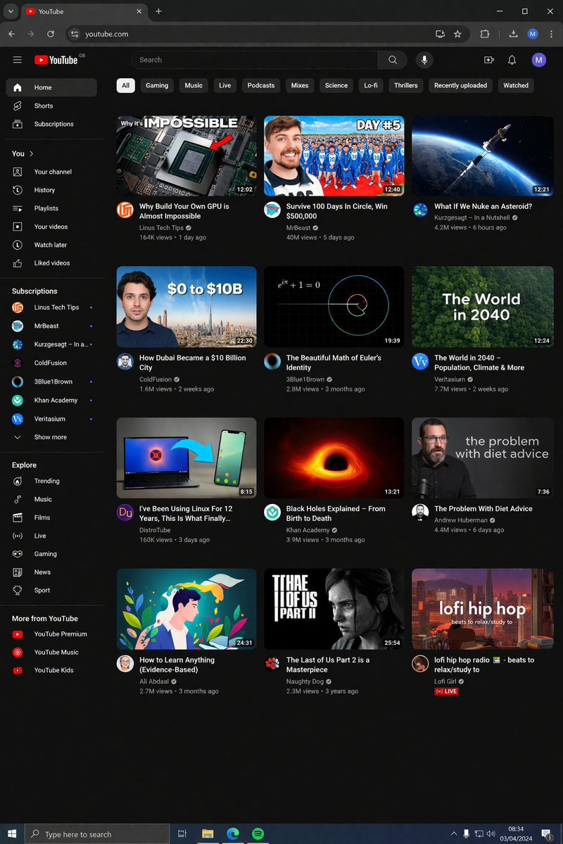 Youtube Dark Mode Desktop Ui Mockup — GPT Image 2 image prompt example