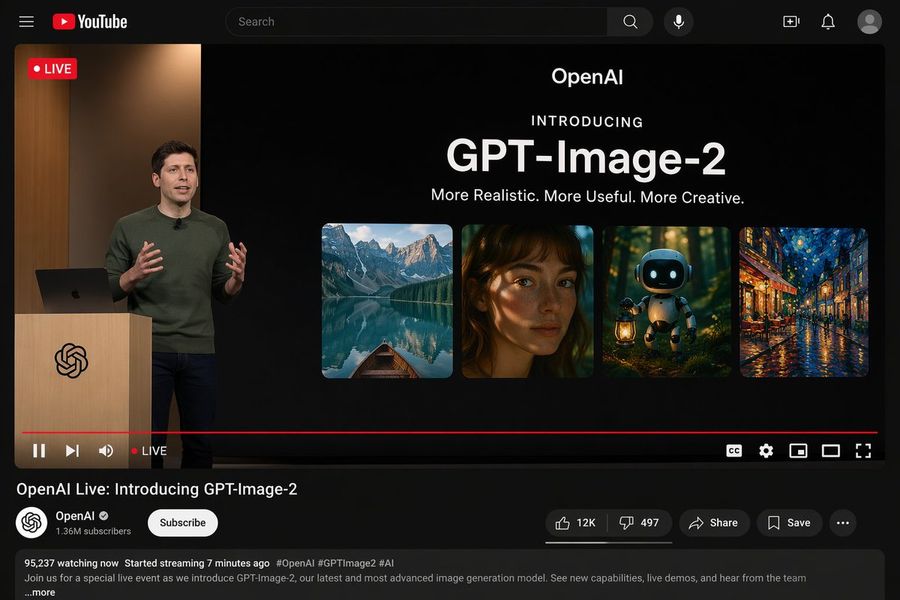 Youtube Live Presentation Ui Mockup — GPT Image 2 image prompt example