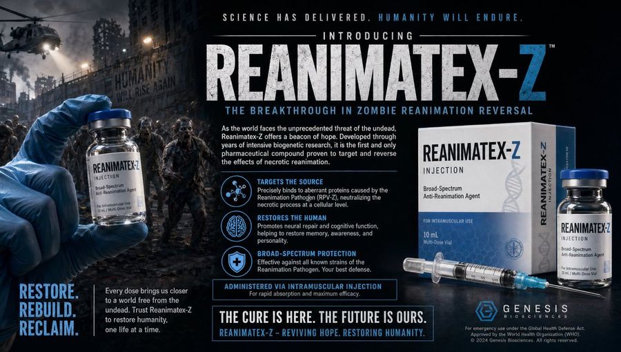 Zombie Cure Pharma Ad Poster — GPT Image 2 image prompt example