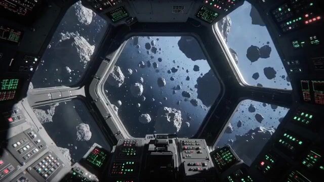 Fly Up Out of the Asteroid Field → Go to Warp → Drop Out of Warp Near — Grok Imagine video prompt example