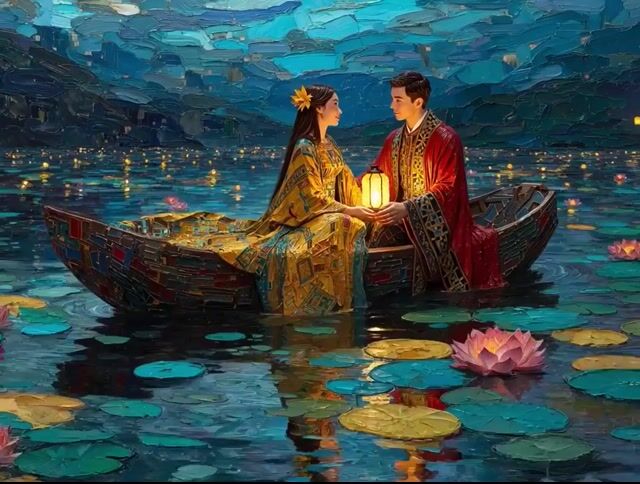Impasto Oil Painting in Gustav Klimt-inspired Photorealism: a Quiet — Grok Imagine video prompt example
