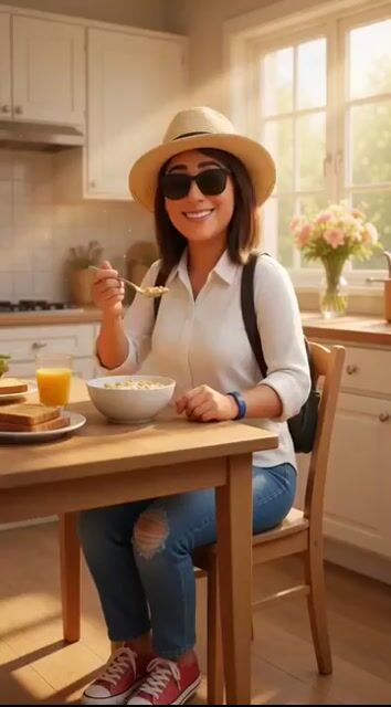 Always Start the Morning with a Good Breakfast, Loving My 3D Cartoon — Grok Imagine video prompt example