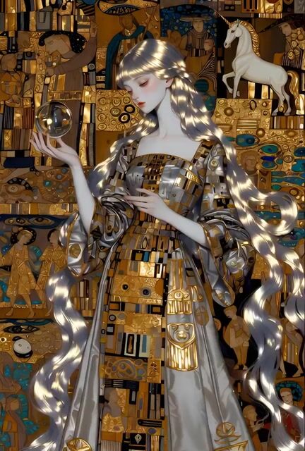 High Voltage" Klimt Style Prompt with Medieval Elements Added — Grok Imagine video prompt example
