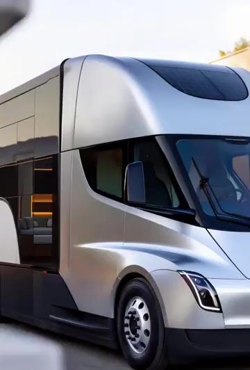 Tesla Semi Motorhome, Futuristic Electric Big Rig Converted — Grok Imagine video prompt example