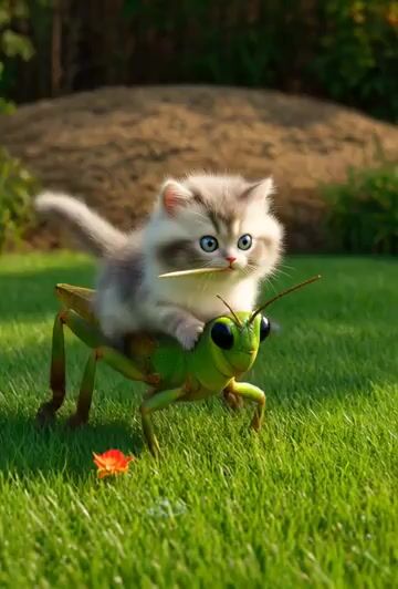 Adorable Cinematic Fantasy Where a Tiny Fluffy Kitten Becomes an Epic — Grok Imagine video prompt example