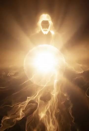 Radiant Ball of Light Transforming Into Jesus Christ, Glowing Divine — Grok Imagine video prompt example