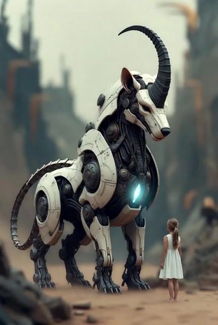 Surreal Imagery of a Large Imaginary Cyborg Animal Standing Proudly — Grok Imagine video prompt example