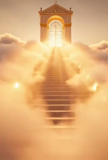 Revival of Rebirth with the Stairways to Heaven and an Angel — Grok Imagine video prompt example