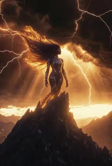 Breathtaking Cinematic Shot of a Powerful Black Woman Standing Atop — Grok Imagine video prompt example