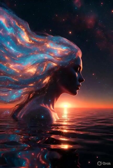 Surreal, Cinematic Masterpiece of a Woman's Profile Emerging — Grok Imagine video prompt example