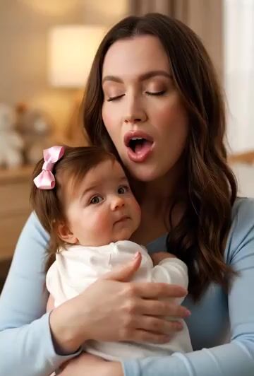 Margaret Singing a Beautiful Song to Her Baby with Brown Hair — Grok Imagine video prompt example