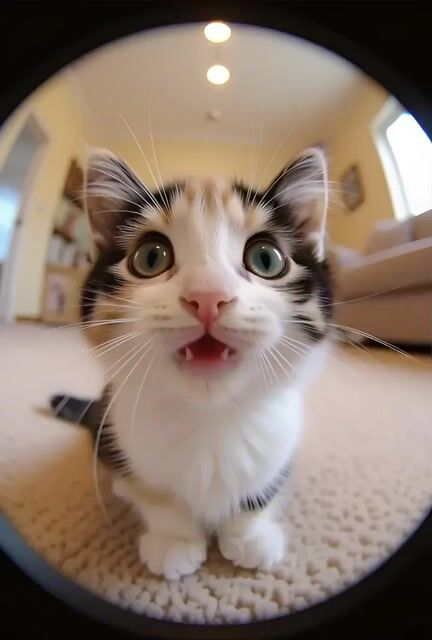 Cat Interacts with the Camera, Then Gets Bored, Walks Away — Grok Imagine video prompt example