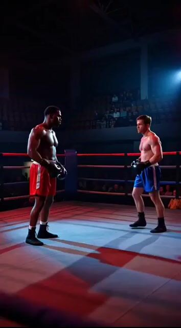 Climax with a Knockout Blow, the Winner Raising Arms in Victory — Grok Imagine video prompt example