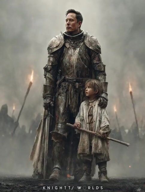 True Knight Raises His Sword for the People; He Protects Not Just His — Grok Imagine video prompt example