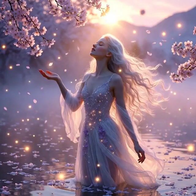 Delicate Ethereal Young Woman with Porcelain Skin and Long Flowing — Grok Imagine video prompt example
