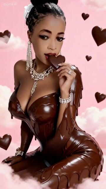 Woman Stands Up, Takes a Bite of the Candy, and Blows a Kiss — Grok Imagine video prompt example