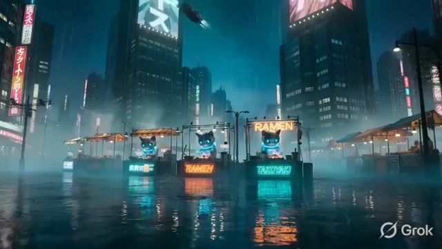 Cinematic Cyberpunk Concept Art Masterpiece, 8K Ultra HD Resolution — Grok Imagine video prompt example