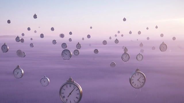 Endless Field of Floating Clocks Melts Into a Lavender Fog — Grok Imagine video prompt example
