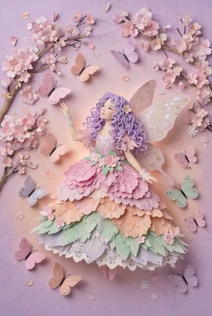 Ultra Detailed Colorful Paper Art Fairy Queen with Soft Pastel — Grok Imagine video prompt example